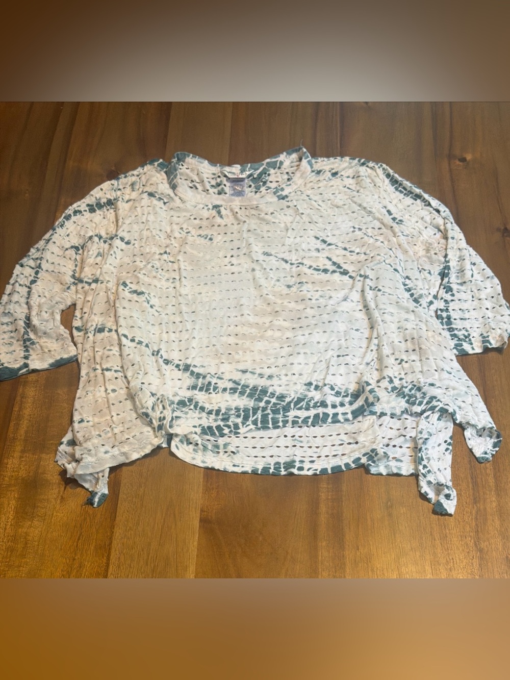 Hard Tail Forever Holey Punch High/Low Oversized Tunic 3/4 Sleeve Oversized SM
